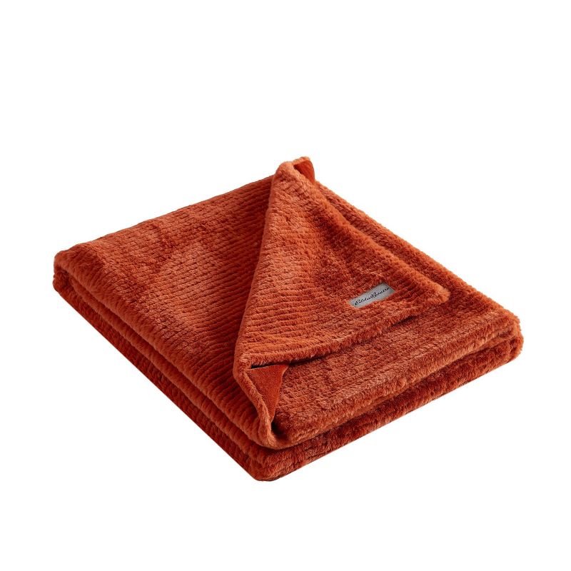 Eddie Bauer Ribbed Super Soft Textured Solid Orange 50&#34; X 60&#34; Throw Blanket, 1 of 10
