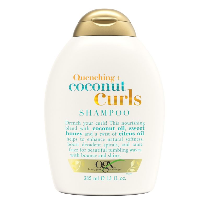 OGX Quenching+ Coconut Curls Shampoo Curly Hair Shampoo with Coconut Oil, Citrus Oil &#38; Honey - 13 fl oz, 1 of 14