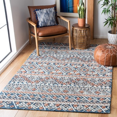 Handmade Rustic-Chic Blue Wool 4' x 6' Tufted Area Rug