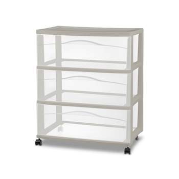 3 Drawer Wide Cart Tower Gray - Brightroom™