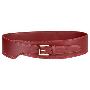 INSPIRE CHIC Women's Obi Vintage Faux Leather Buckle Wide Belts - 1 of 4