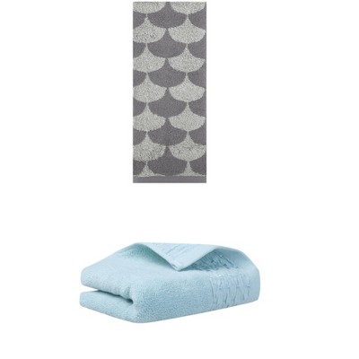 REGALWOVEN Cotton Geometric Absorbent Soft Decorative Hand Towel for Bathroom Hand Face Gym Spa 14" x 30"/13" x 29" 2 Pcs