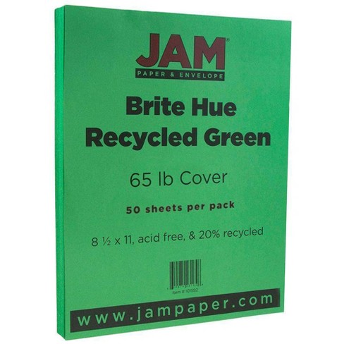 Jam Paper Brite Hue 65lb Cardstock 8.5 X 11 50pk - Green : Target