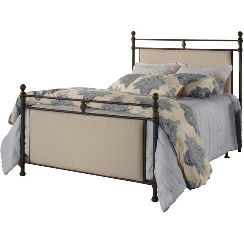 King Ashley Metal And Upholstered Bed Set Linen Stone Fabric