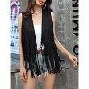 Acekool Women's 70s Fringe Vest - Retro Faux Suede Sleeveless Jacket with Bohemian Tassels, Western & Hippie Style - 2 of 4