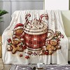 Vintage Gingerbread Man and Hot Chocolate Print Christmas Throw Blanket, Comfortable Soft Cozy for Couch Bed Office Travel. - 2 of 4
