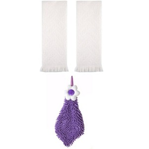 REGALWOVEN 3 Pcs Soft Absorbent Decorative Hand Towel for Bathroom, Kitchen, Hotel - 1 of 4