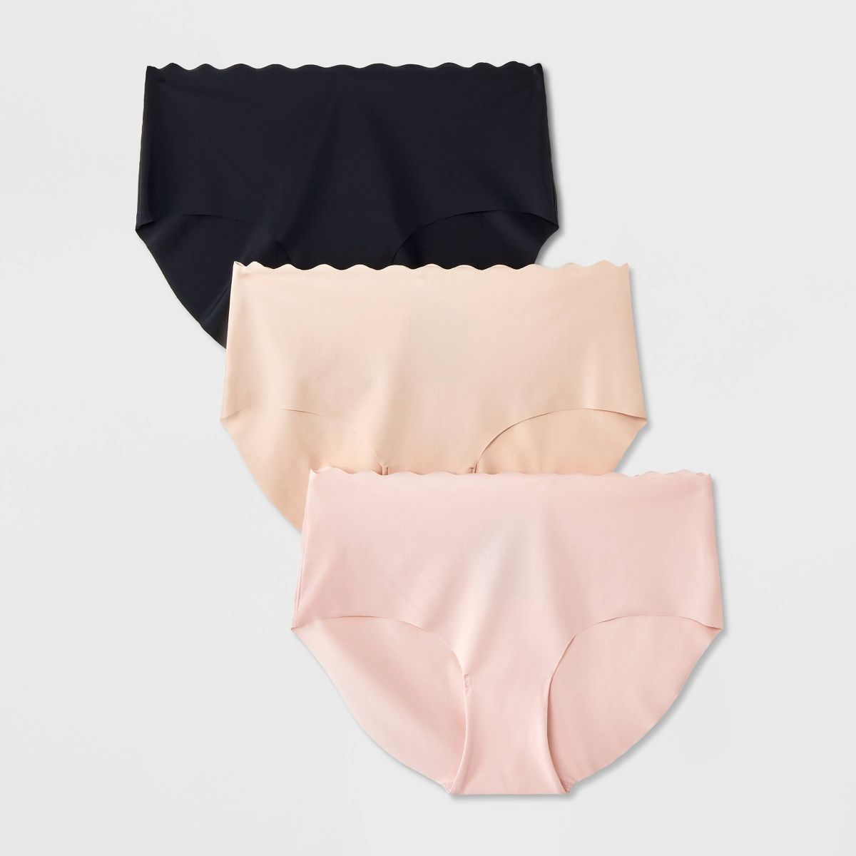 Girls' 3pk Scallop Hipster Underwear - art class™ Beige