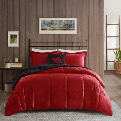 Twin Red/Black Reversible Down Alternative Microfiber Comforter Set