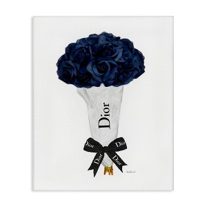 Stupell Industries Blue Rose Floral Bouquet Fashion Glam Bow, 24" x 30" - 1 of 4