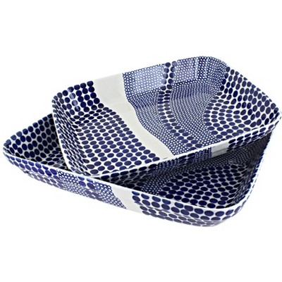 Blue Rose Polish Pottery 3700 Zaklady Rectangular Baker Set