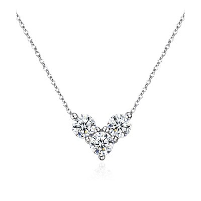 Molenia Moissanite Necklace for Women, 0.3/0.9 CTW Three-Stone Pendant D Color VVS1 18K Gold Plated 925 Silver Wife Mom Girlfriend Jewelry Gifts
