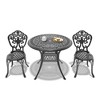 3-Piece Patio Set: Round Table & 2 Chairs - Cast Aluminum, All-Weather/Umbrella Hole & Adjustable Legs for Balcony/Backyard - 4 of 4