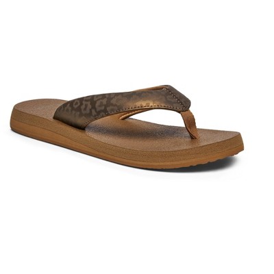 Sanuk Women's Yoga Mat II Leather Footbed Sandals - Bronze Leopard