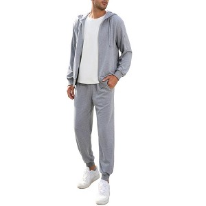 Men's Tracksuits 2 Piece Hooded Athletic Sweatsuit Zip Jogging Sportsuits - 1 of 4