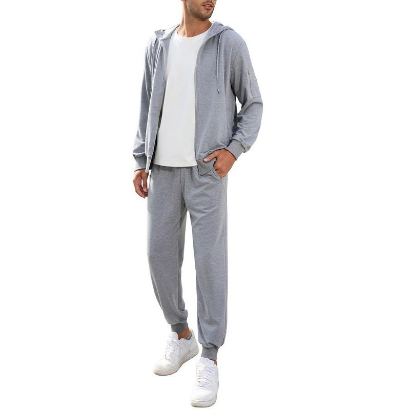Men's Tracksuits 2 Piece Hooded Athletic Sweatsuit Zip Jogging Sportsuits, 1 of 7