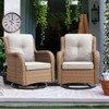 POCASSY Wicker Swivel Rocking Chairs, Oversized Rocker Patio Chairs Set Rattan Glider Chairs for Outdoor Porch Deck Backyard - 2 of 4