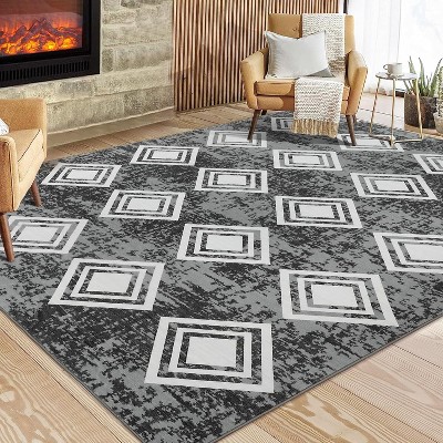Washable Runner Rug - Non-Slip Hallway & Kitchen Rug - Modern Farmhouse Entryway Runner - Low Pile Bedroom Rug