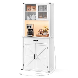 VASAGLE 71" Pantry Cabinet with Lights and Charging Station, Kitchen Pantry Cabinet,Farmhouse Storage Cabinet - 1 of 4