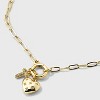 14K Gold Dipped Cubic Zirconia Puffy Heart Charm Initial Necklace - A New Day™ Gold - 4 of 4