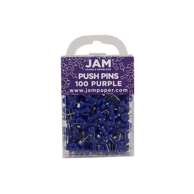 JAM Paper Colored Pushpins Purple Push Pins 2 Packs of 100 222419053A, 2 of 4