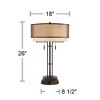 Franklin Iron Works Industrial Table Lamp with USB and AC Power Outlet Workstation Charging Base 26" High Bronze Double Shade Living Room - 4 of 4