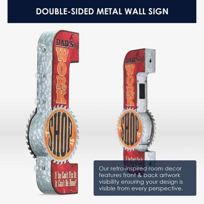 Galvanized Steel LED Dad's Workshop Marquee Sign
