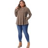 Women's Plus Size Cowl Neck Button Long Sleeve Pockets Casual Soft Tunic Blouse - Agnes Orinda - 3 of 4