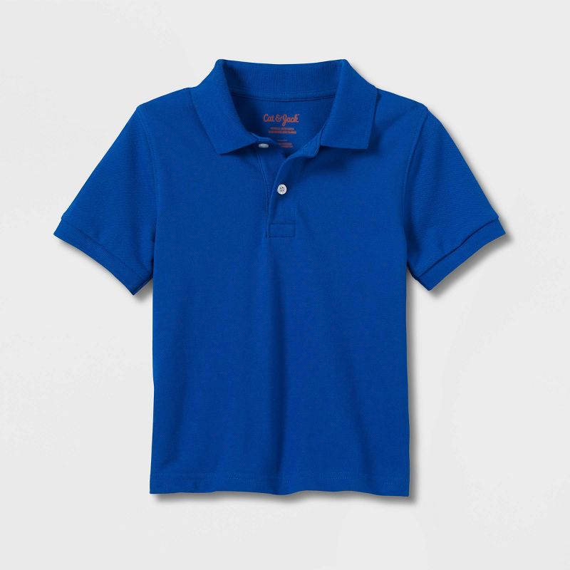 Toddler Boys&#39; Short Sleeve Pique Uniform Polo Shirt - Cat &#38; Jack&#8482; Blue, 1 of 5