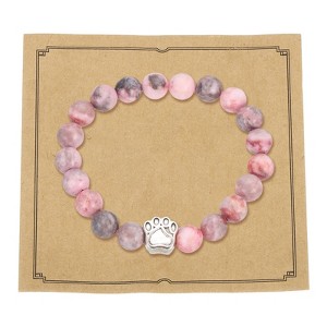 Unique Bargains Stone Paw Print Beaded Bracelet Set Dog Mom Memorial Comfortable Daily Wear Bracelets - 1 of 4
