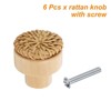 Unique Bargains Rattan Wood Handmade Round Dresser Cabinet Knobs with Screws - 3 of 4