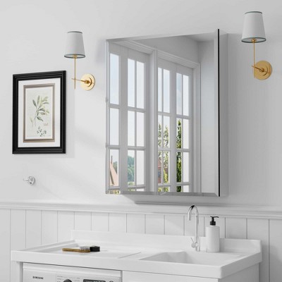 Lirago Bathroom Vanities Surface-mounted/Recessed Mirror Cabinet with Mirror with Adjustable Shelf 26*20 Silver