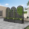 Wooakway 72"H Arch Metal Planter Box with Trellis Raised Garden Bed with Arbor Privacy Screen with Wheels - 2 of 4