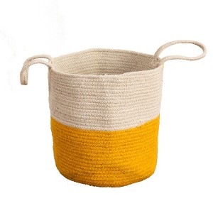 Nearly Natural 12-in Handmade Natural Cotton Woven Basket Planter - 1 of 2