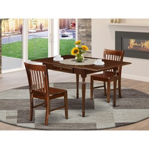 East West Furniture 3Pc Dining Table Set Includes a Dining Room Table & 2 Dining Room Chairs  Drop Leaf Table with X Back Chairs,  White - 1 of 4