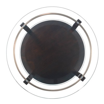Benton Espresso 3-Piece Round Glass Top Occasional Table Set