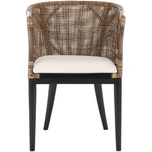 Beningo Arm Chair - SEA4001 - Brown/White - Safavieh - 1 of 4