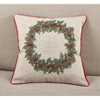 Saro Lifestyle Holly Wreath w/ Bells Pillow - Poly Filled, 16" Square, Multi - 3 of 3