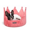 Nandog Pet Gear Prive Crown Cozy Round Cat & Dog Bed Collection Washable Indoor Pet Bed - Royal Micro Plush Pink 18" Large - 2 of 4