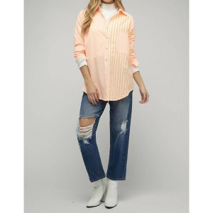 Women's Stripe Button Down Long Sleeve Shirt - DAVI & DANI - 1 of 4
