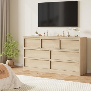 Jojoka 6/7/8 Drawer Dresser for Bedroom, Modern Wooden Double Dresser Organizer with Large Storage for Living Room, Nursery, or Hallway - 1 of 4