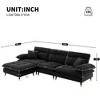 106" Cloud Chenille L-Shaped Convertible Sectional Sofa with Tufted Cushions, Adjustable Two Tone Metal Legs & Movable Ottoman - 3 of 4