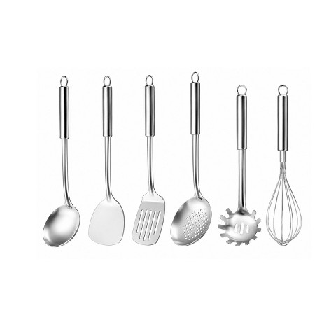 Home Collection Pack of 6 Stainless Steel Kitchen Utensils Set with Hanging Handles