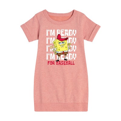 - SpongeBob SquarePants - Ready For Baseball Graphic Short Sleeve Fleece Dress