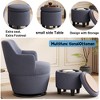 360-degree Swivel Barrel Chair with Ottoman and Burlap Fabric Upholstery - 4 of 4