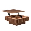 35.43 inModern Handcraft Drum Coffee Table Square Coffee Table for Living Room,Lift Top Wooden Coffee Table with Hidden Storage Space,Walnut Color - 2 of 4