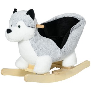 Toddler Rocking Chair Husky-Themed Rocking Animal with Wooden Base, Seat Belt for Kids 18-36 Months - 1 of 4