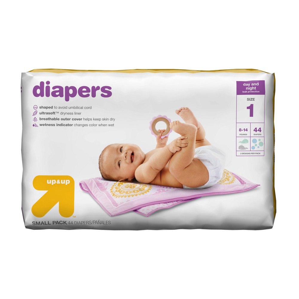 Diapers Small Pack Size 1 44ct - Up&Up, White