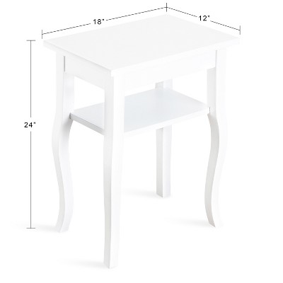 Lillian White Wood End Table with Shelf