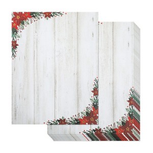 Pipilo Press 100 Sheets Christmas Stationery Paper for Writing Letters, Invitations, Poinsettia, 8.5x11 in - 1 of 4